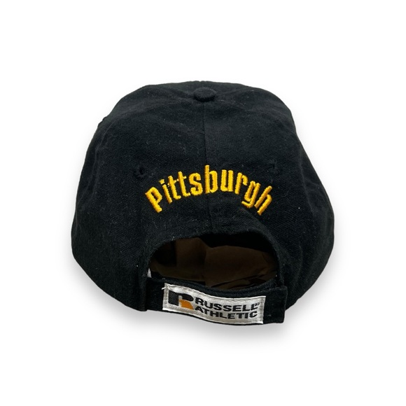 Vintage Pittsburgh Steelers Hat Russell Athletic Black Adjustable NFL Retro - Picture 3 of 5